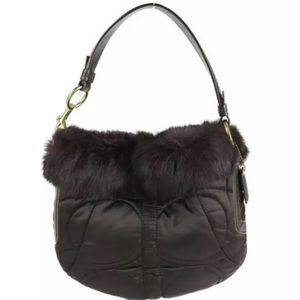 Like New Coach Soho Ski Bag With Rabbit fur